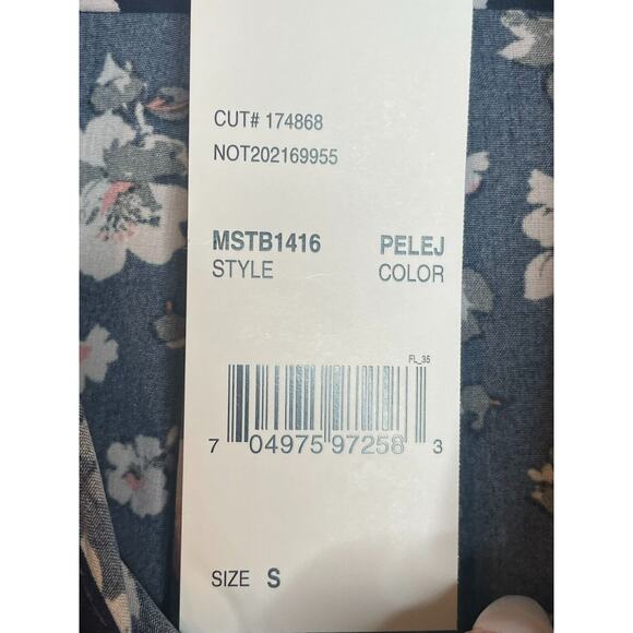 NY Collection Womens Floral Print Button-Up Blouse Roll Tab Sleeve Size S - Picture 9 of 9